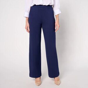 Joan Rivers Petite Pull-On Ponte Trouser Pant - Navy Sz 1XP a699507